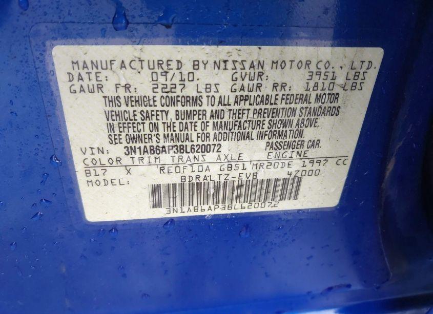 Photo 9 of 2011 Nissan Sentra 2.0SR (VIN 3N1AB6AP3BL620072)