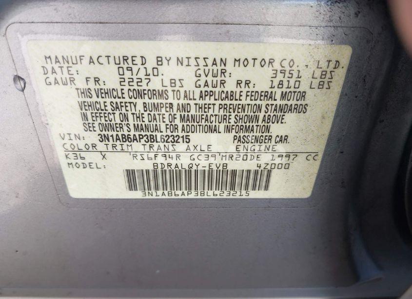 Photo 9 of 2011 Nissan Sentra 2.0 (VIN 3N1AB6AP3BL623215)