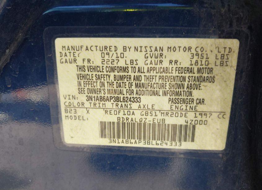 Photo 9 of 2011 Nissan Sentra 2.0 (VIN 3N1AB6AP3BL624333)