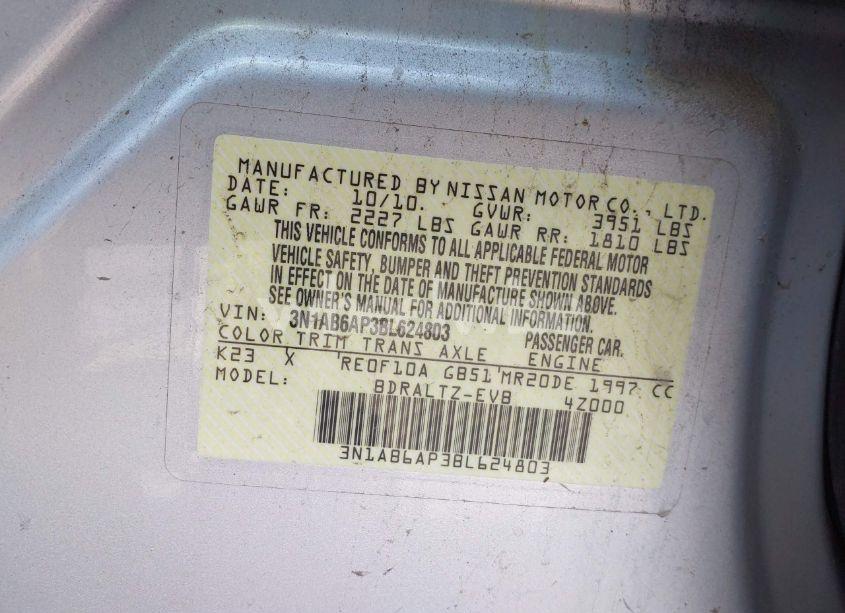 Photo 9 of 2011 Nissan Sentra 2.0S (VIN 3N1AB6AP3BL624803)