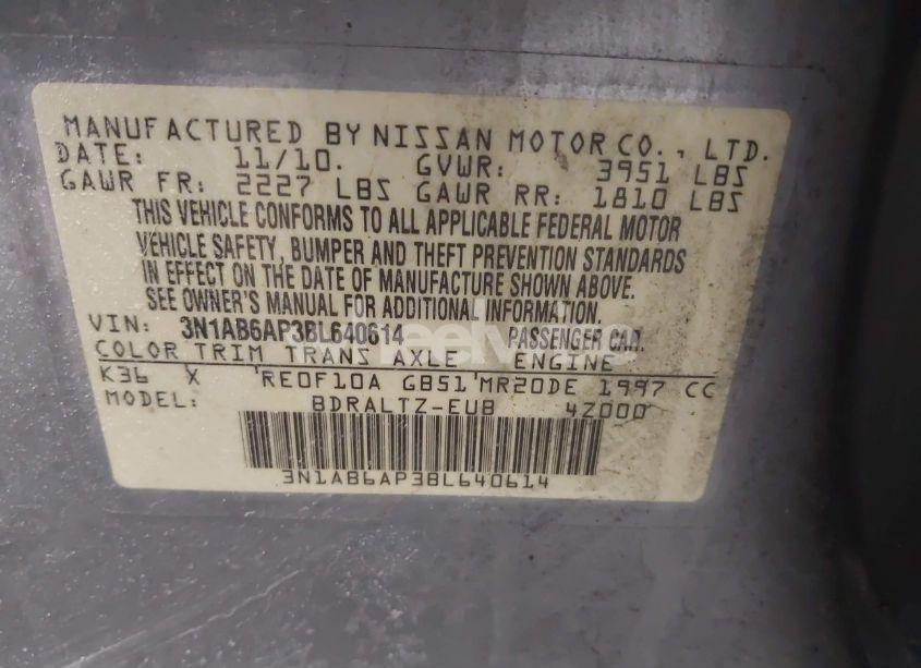 Photo 9 of 2011 Nissan Sentra 2.0S (VIN 3N1AB6AP3BL640614)