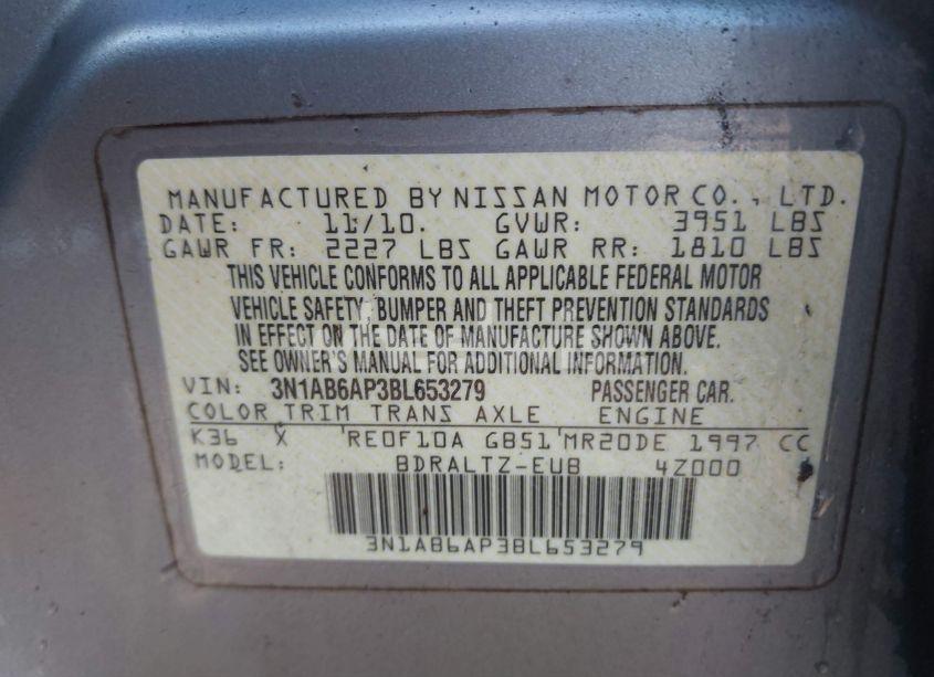 Photo 9 of 2011 Nissan Sentra 2.0S (VIN 3N1AB6AP3BL653279)