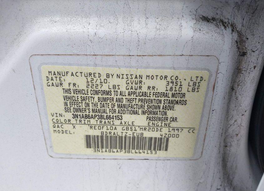 Photo 9 of 2011 Nissan Sentra 2.0SR (VIN 3N1AB6AP3BL664153)