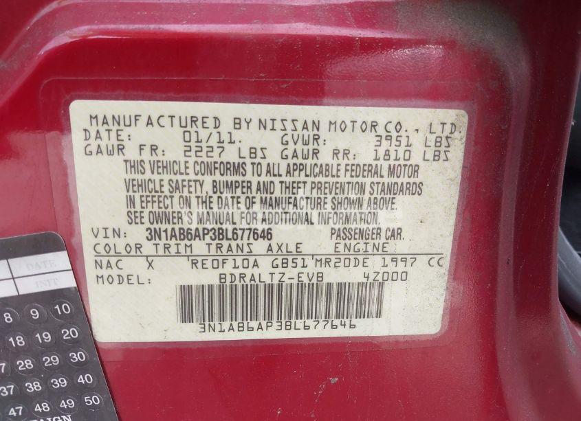 Photo 9 of 2011 Nissan Sentra 2.0S (VIN 3N1AB6AP3BL677646)