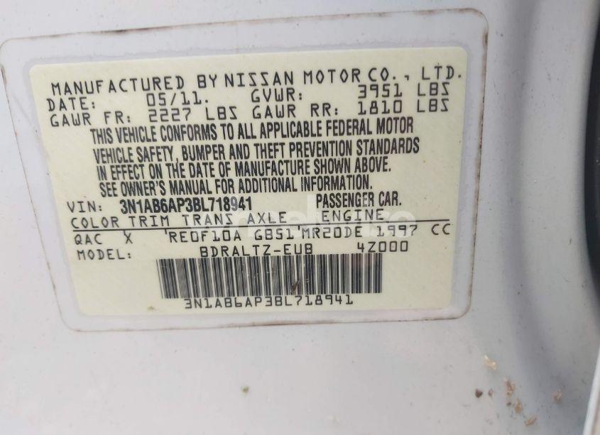 Photo 9 of 2011 Nissan Sentra 2.0SR (VIN 3N1AB6AP3BL718941)