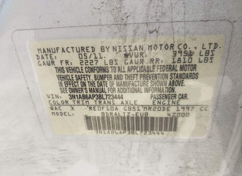 Photo 9 of 2011 Nissan Sentra 2.0S (VIN 3N1AB6AP3BL723444)