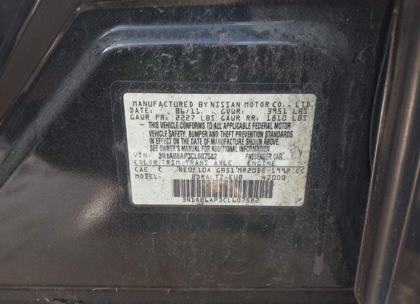 Photo 9 of 2012 Nissan Sentra 2.0 S (VIN 3N1AB6AP3CL607582)