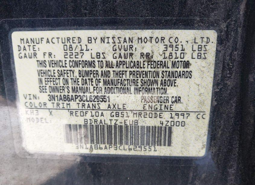 Photo 9 of 2012 Nissan Sentra 2.0 S (VIN 3N1AB6AP3CL629551)