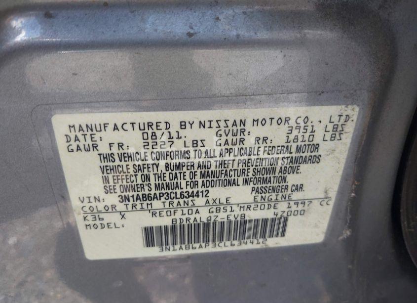 Photo 9 of 2012 Nissan Sentra 2.0 (VIN 3N1AB6AP3CL634412)