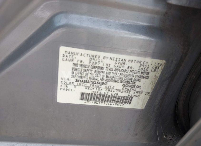 Photo 9 of 2012 Nissan Sentra 2.0 SL (VIN 3N1AB6AP3CL642042)