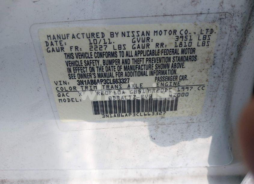 Photo 9 of 2012 Nissan Sentra 2.0 SR (VIN 3N1AB6AP3CL663327)