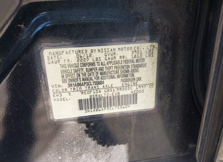 Photo 9 of 2012 Nissan Sentra 2.0 SR (VIN 3N1AB6AP3CL755604)