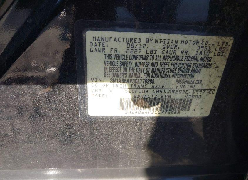 Photo 9 of 2012 Nissan Sentra 2.0 SR (VIN 3N1AB6AP3CL776288)