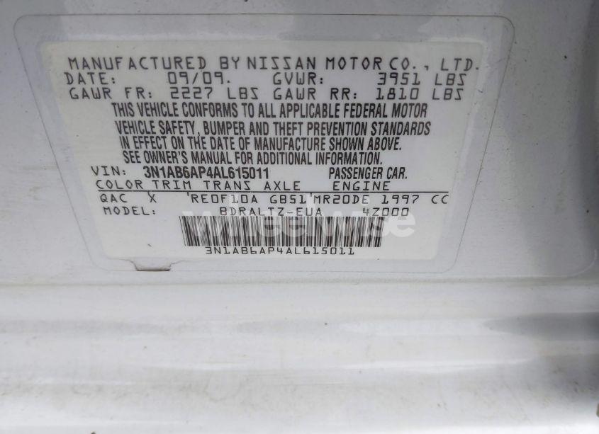 Photo 9 of 2010 Nissan Sentra 2.0SR (VIN 3N1AB6AP4AL615011)