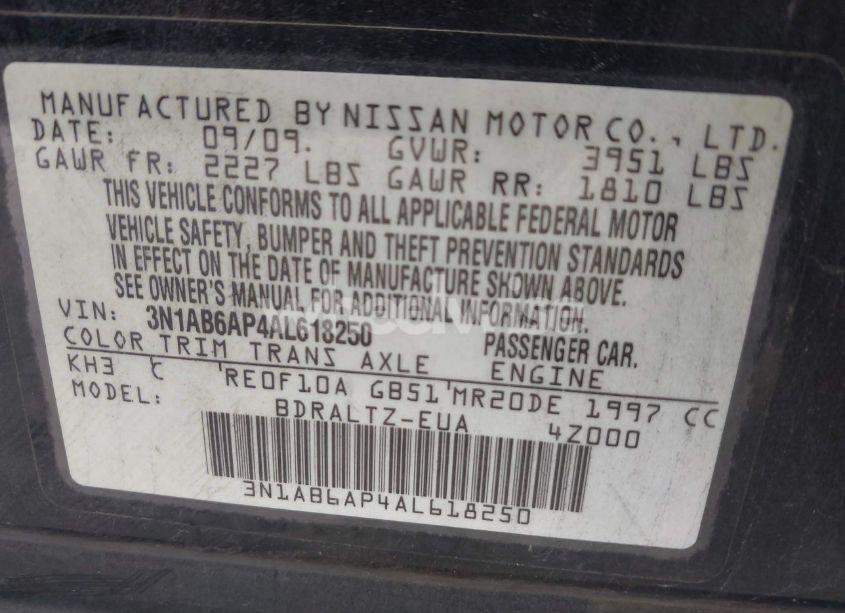 Photo 9 of 2010 Nissan Sentra 2.0S (VIN 3N1AB6AP4AL618250)