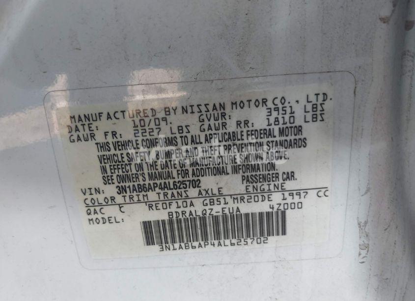 Photo 9 of 2010 Nissan Sentra 2.0 (VIN 3N1AB6AP4AL625702)
