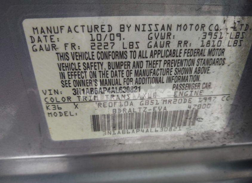 Photo 9 of 2010 Nissan Sentra 2.0S (VIN 3N1AB6AP4AL630821)