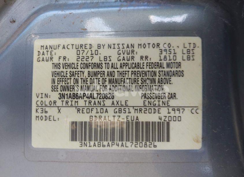 Photo 9 of 2010 Nissan Sentra 2.0S (VIN 3N1AB6AP4AL720826)