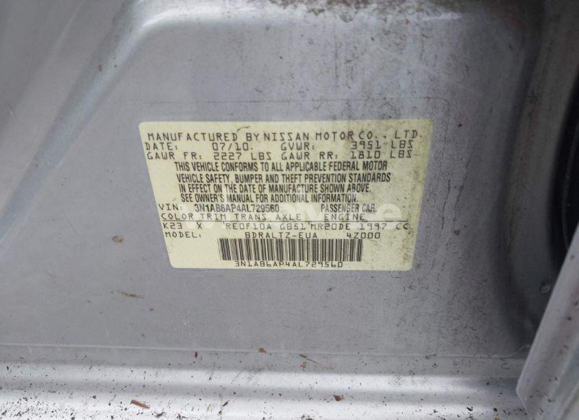 Photo 9 of 2010 Nissan Sentra 2.0SR (VIN 3N1AB6AP4AL729560)