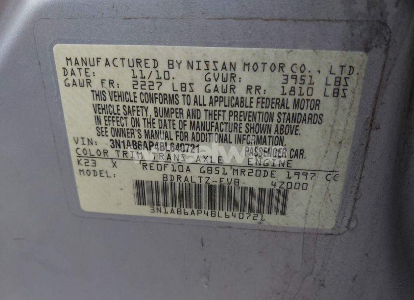 Photo 9 of 2011 Nissan Sentra 2.0SR (VIN 3N1AB6AP4BL640721)