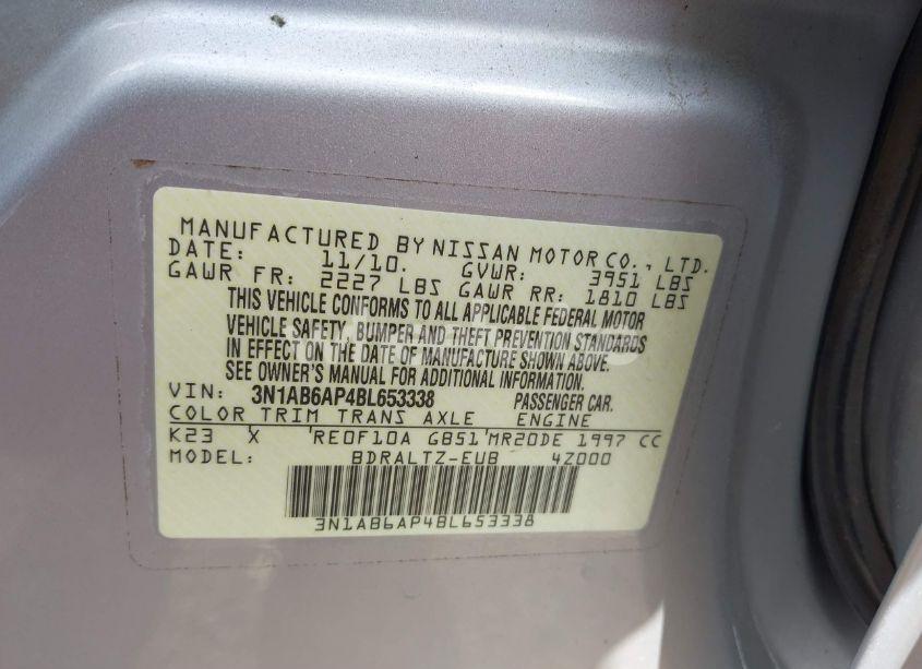 Photo 9 of 2011 Nissan Sentra 2.0S (VIN 3N1AB6AP4BL653338)