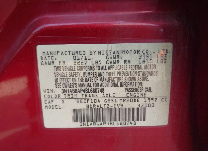 Photo 9 of 2011 Nissan Sentra 2.0SR (VIN 3N1AB6AP4BL680748)