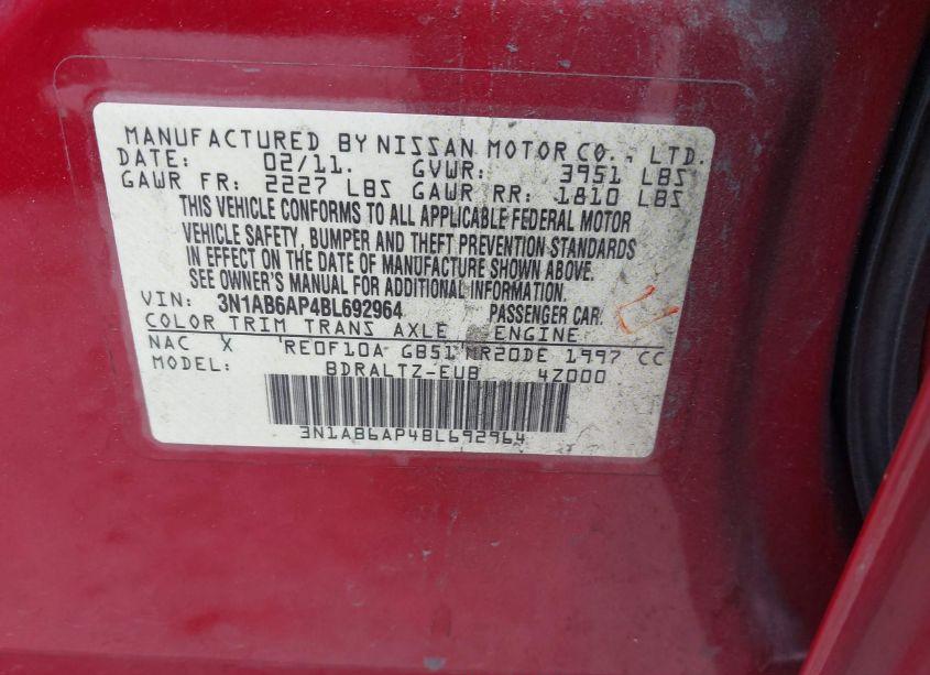 Photo 9 of 2011 Nissan Sentra 2.0S (VIN 3N1AB6AP4BL692964)