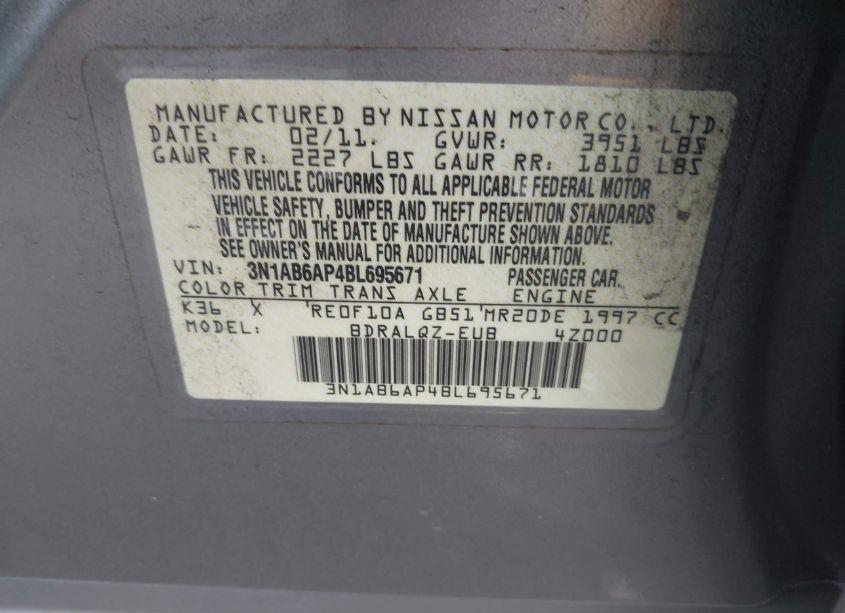 Photo 9 of 2011 Nissan Sentra 2.0 (VIN 3N1AB6AP4BL695671)