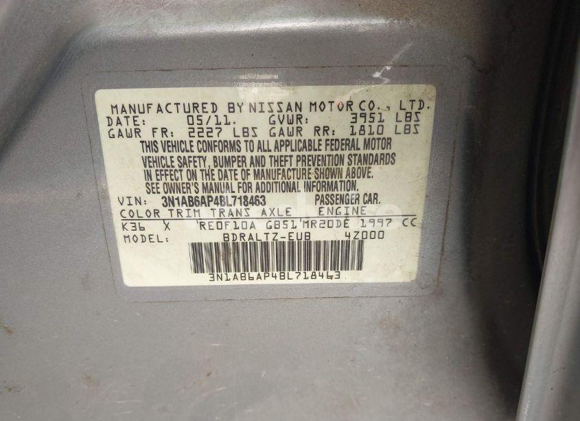 Photo 9 of 2011 Nissan Sentra 2.0S (VIN 3N1AB6AP4BL718463)