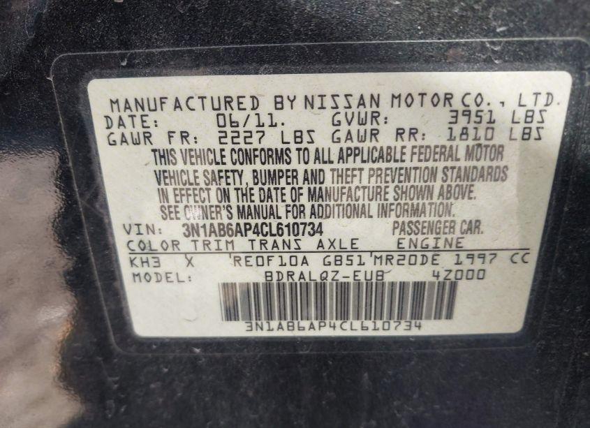 Photo 9 of 2012 Nissan Sentra 2.0 (VIN 3N1AB6AP4CL610734)