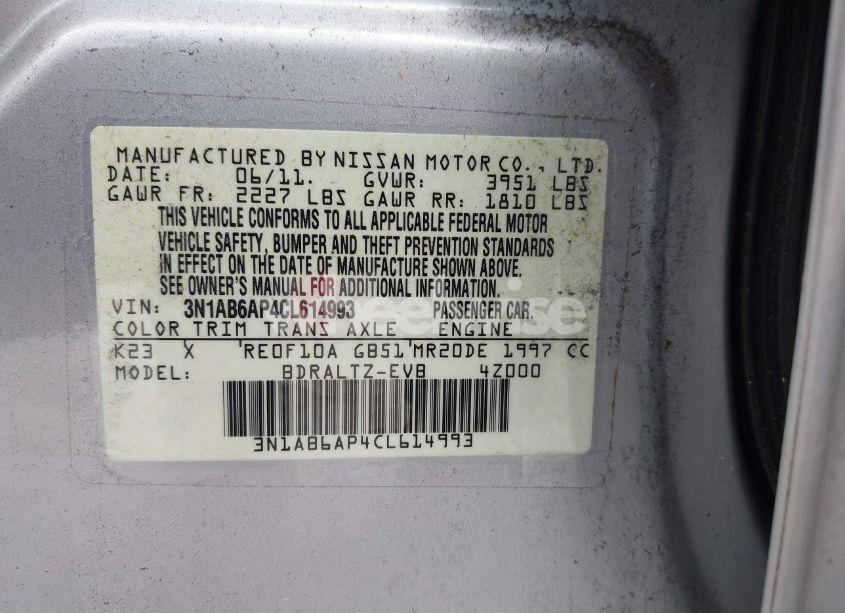 Photo 9 of 2012 Nissan Sentra 2.0 SR (VIN 3N1AB6AP4CL614993)