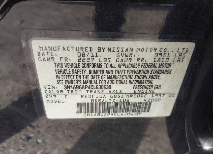 Photo 9 of 2012 Nissan Sentra 2.0 S (VIN 3N1AB6AP4CL630630)