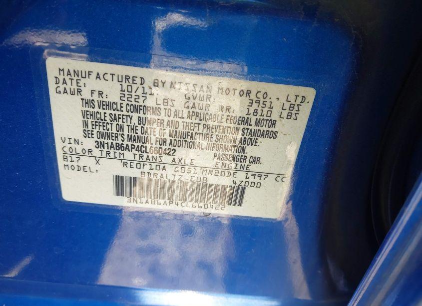 Photo 9 of 2012 Nissan Sentra 2.0 SR (VIN 3N1AB6AP4CL660422)