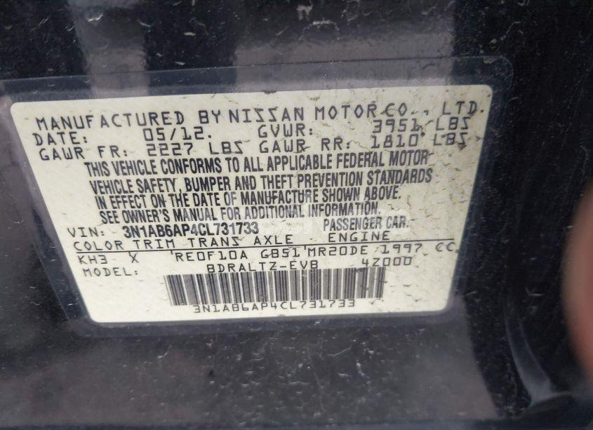 Photo 9 of 2012 Nissan Sentra 2.0 SR (VIN 3N1AB6AP4CL731733)