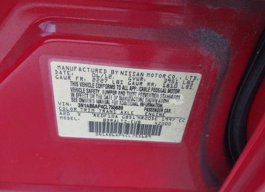 Photo 9 of 2012 Nissan Sentra 2.0 SR (VIN 3N1AB6AP4CL755689)