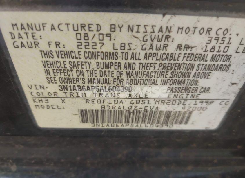 Photo 9 of 2010 Nissan Sentra 2.0 (VIN 3N1AB6AP5AL604390)