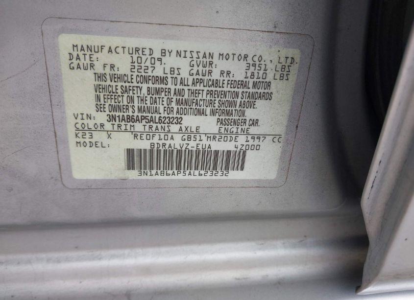 Photo 9 of 2010 Nissan Sentra 2.0SL (VIN 3N1AB6AP5AL623232)