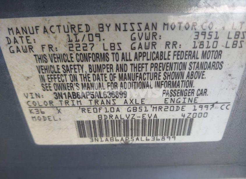 Photo 9 of 2010 Nissan Sentra 2.0SL (VIN 3N1AB6AP5AL636899)