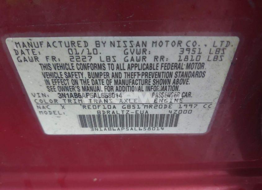 Photo 9 of 2010 Nissan Sentra 2.0S (VIN 3N1AB6AP5AL658014)