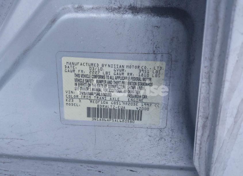 Photo 9 of 2010 Nissan Sentra 2.0SR (VIN 3N1AB6AP5AL680580)