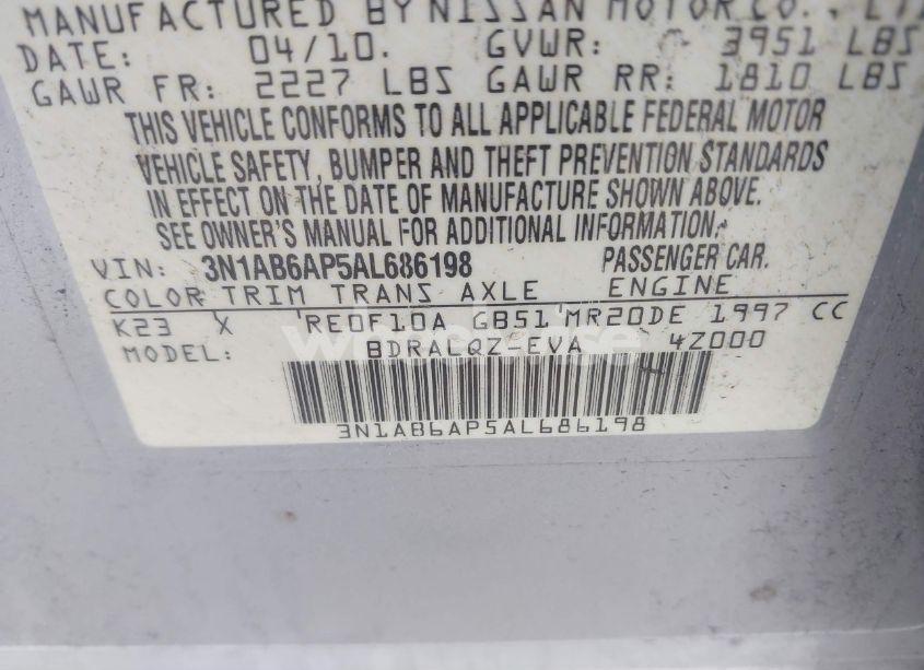 Photo 9 of 2010 Nissan Sentra 2.0 (VIN 3N1AB6AP5AL686198)