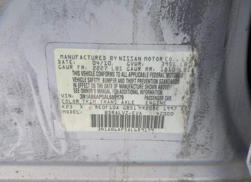 Photo 9 of 2010 Nissan Sentra 2.0SL (VIN 3N1AB6AP5AL689179)