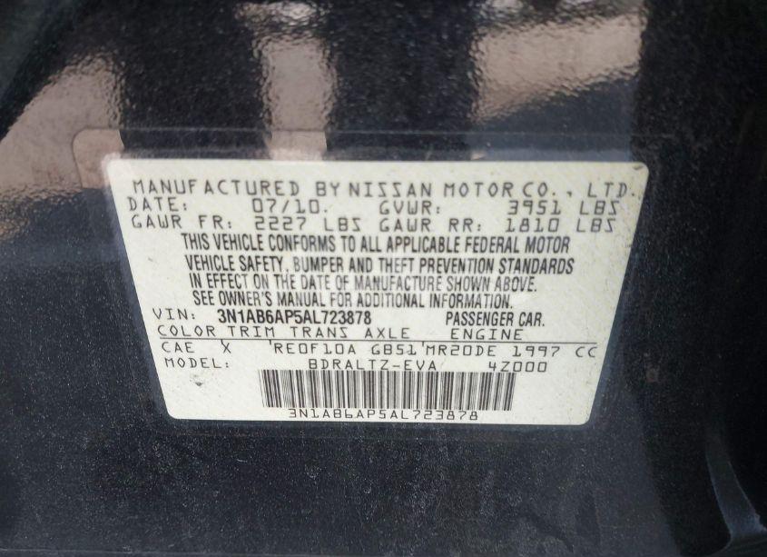 Photo 9 of 2010 Nissan Sentra 2.0S (VIN 3N1AB6AP5AL723878)