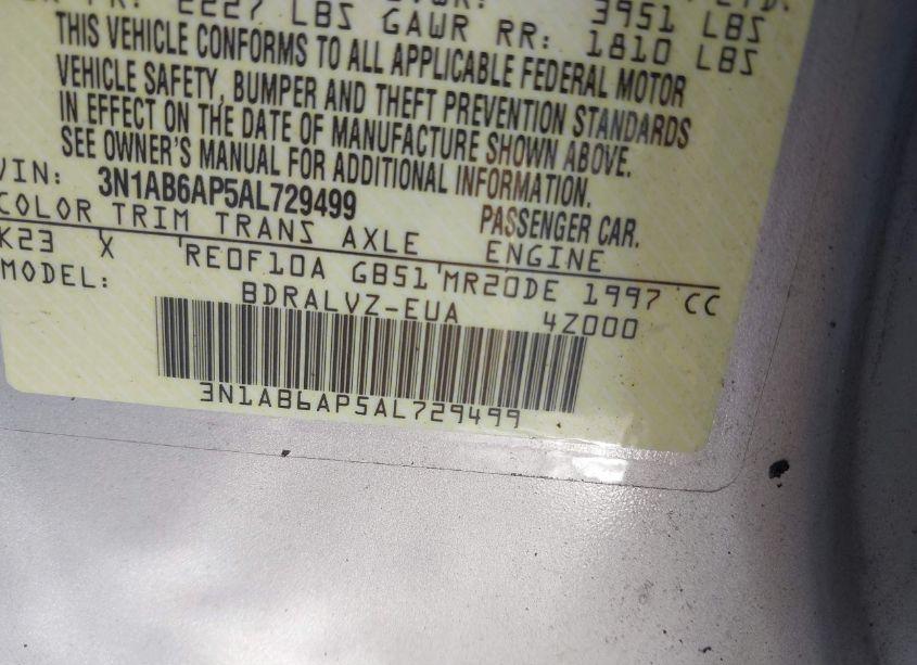 Photo 9 of 2010 Nissan Sentra 2.0SL (VIN 3N1AB6AP5AL729499)