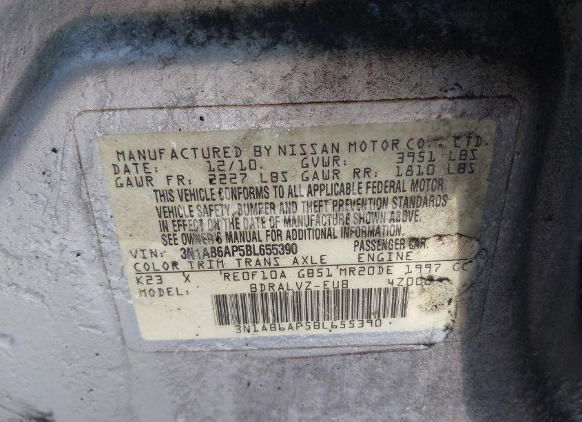 Photo 9 of 2011 Nissan Sentra 2.0SL (VIN 3N1AB6AP5BL655390)