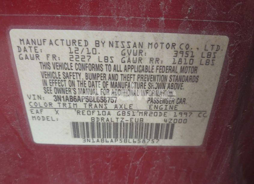 Photo 9 of 2011 Nissan Sentra 2.0SR (VIN 3N1AB6AP5BL658757)