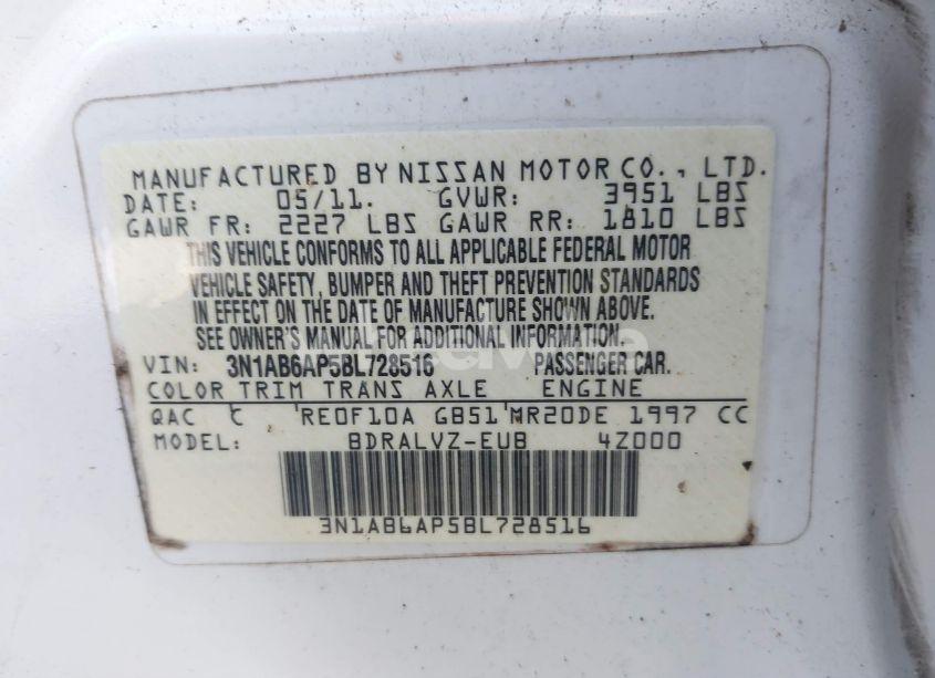 Photo 9 of 2011 Nissan Sentra 2.0SL (VIN 3N1AB6AP5BL728516)