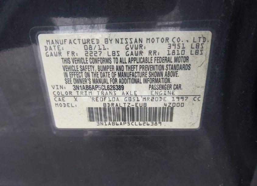 Photo 9 of 2012 Nissan Sentra 2.0 S (VIN 3N1AB6AP5CL626389)