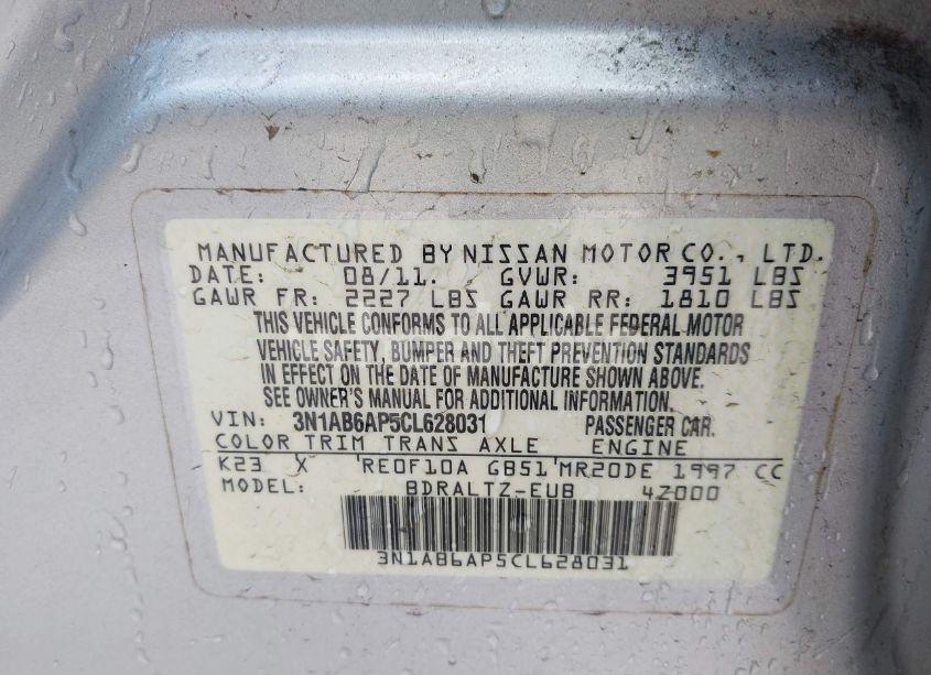 Photo 9 of 2012 Nissan Sentra 2.0 S (VIN 3N1AB6AP5CL628031)