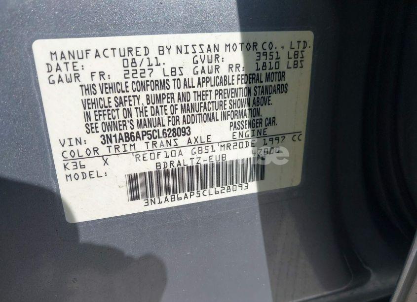 Photo 9 of 2012 Nissan Sentra 2.0 S (VIN 3N1AB6AP5CL628093)